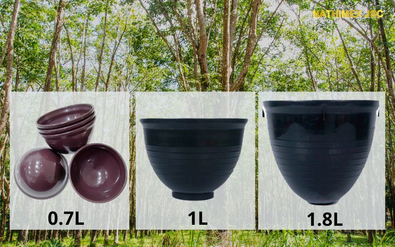 Kích thước chén nhựa hứng mủ cao su
