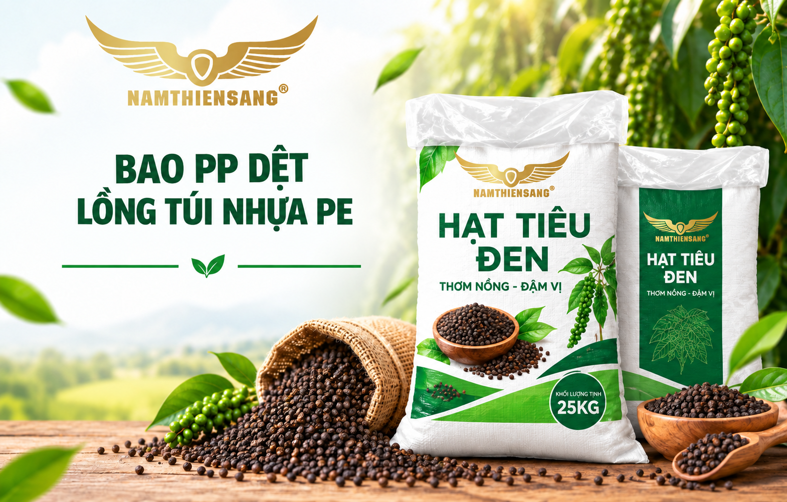 Bao PP Dệt Lồng Túi PE Đựng Tiêu – Sản Xuất Theo Yêu Cầu